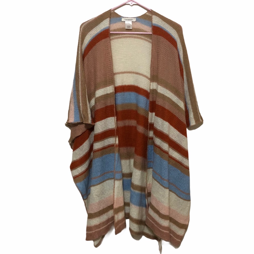 Francesca's Women's Boho Style Striped Knit Kimono Cardigan Shawl O/S